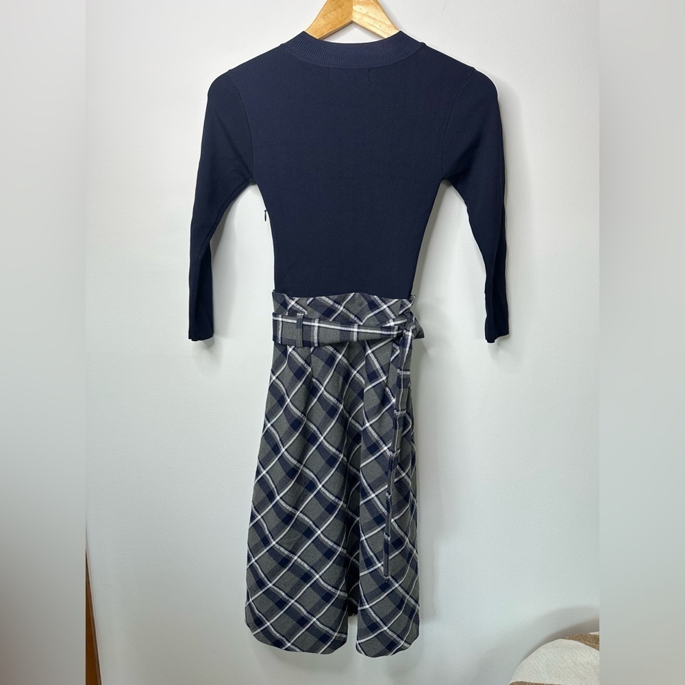 Vero Moda Women Checkered Fit And Flared Casual Dress, Navy Blue xs - Picture 9 of 10